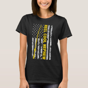 Reel Cool Nephew Fishing American Flag Fisherman T-Shirt