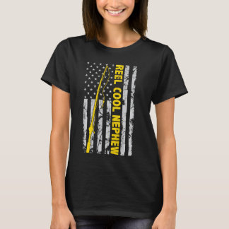 Reel Cool Nephew Fishing American Flag  Fisherman  T-Shirt