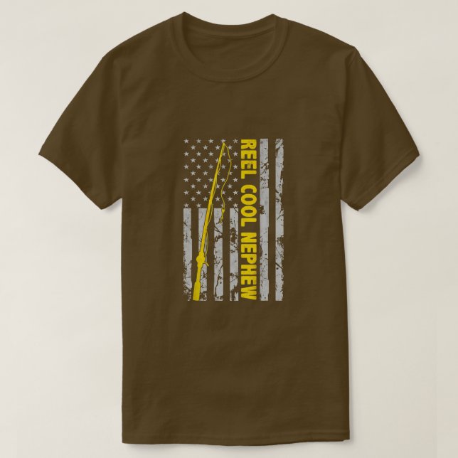 Reel cool Nephew Fishing American Flag gift Fisher T-Shirt (Design Front)