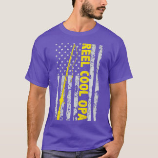 Reel Cool Opa Fishing American Flag Dad Gift Fishe T-Shirt