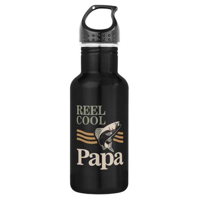 Reel Cool Papa - Father and Grandpa Gifts Stainless Steel Water Bottle (Front)