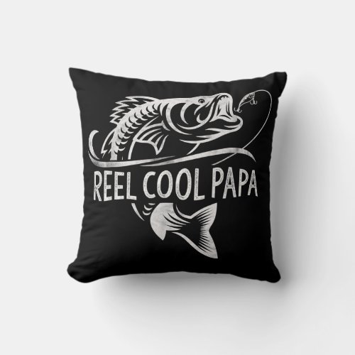 Reel Cool Papa Fishing Dad Gifts Fathers Day Throw Pillow