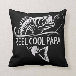 Reel Cool Papa Fishing Dad Gifts Father&#39;s Day Throw Pillow