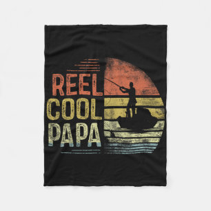 Reel Cool Papa Fishing Gifts Papa Birthday Vintage Fleece Blanket