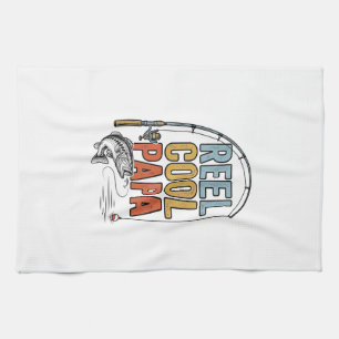 Reel Cool Papa Fishing Shirt Design_1 Kitchen Towel