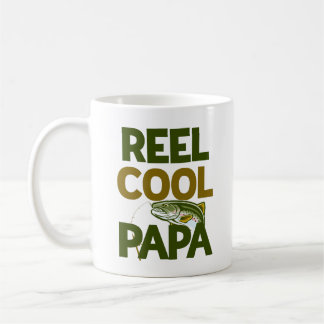 Reel Cool Papa Funny Fishing Pun Grandpa Mens Coffee Mug