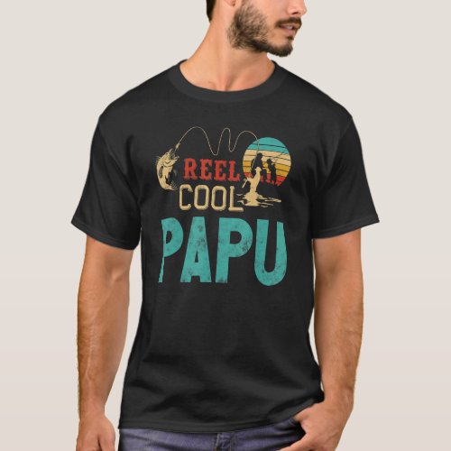 Reel Cool Papu Vintage Fishing Rod Fisherman Papu T_Shirt