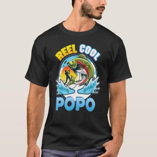 Reel Cool Popo Fishing Dad Father Day  Papa Daddy T_Shirt