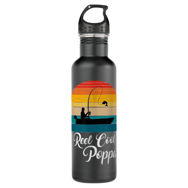 Reel Cool Poppa Fishing Gifs Stainless Steel Water Bottle (Front)