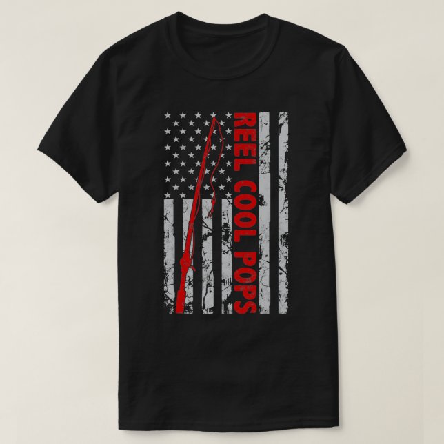 Reel cool Pops Fishing American Flag gift for Fish T-Shirt (Design Front)