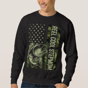Reel Cool Stepmom Camouflage American Flag Fishing Sweatshirt