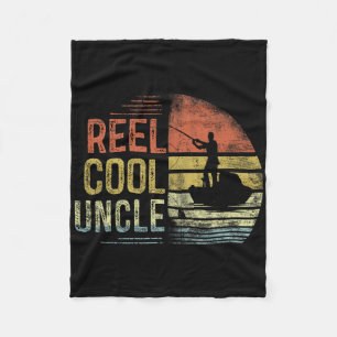 Reel Cool Uncle Fishing Gifts Uncle Birthday Vinta Fleece Blanket