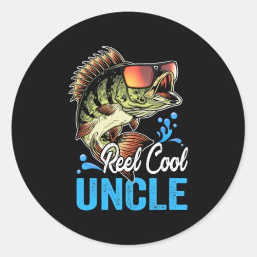 Reel Cool Uncle Fishing Lover Vintage Fathers Classic Round Sticker