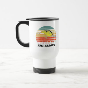 Reel Cranky Funny Bass Fishing Crankbait Retro Travel Mug