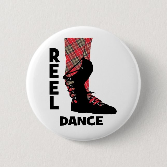 Reel Dance Scottish Country Dance Themed Pinback Button (Front)