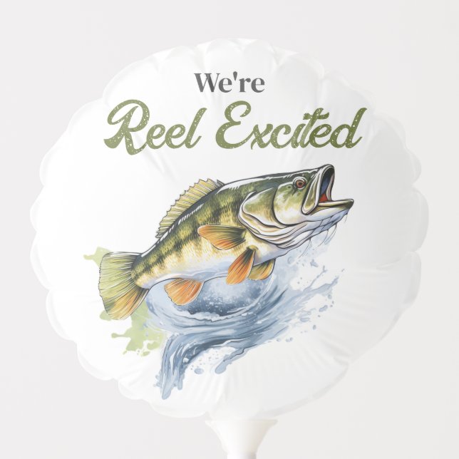 Reel Excited Big Fish Fisherman Baby Shower Balloon (Front)