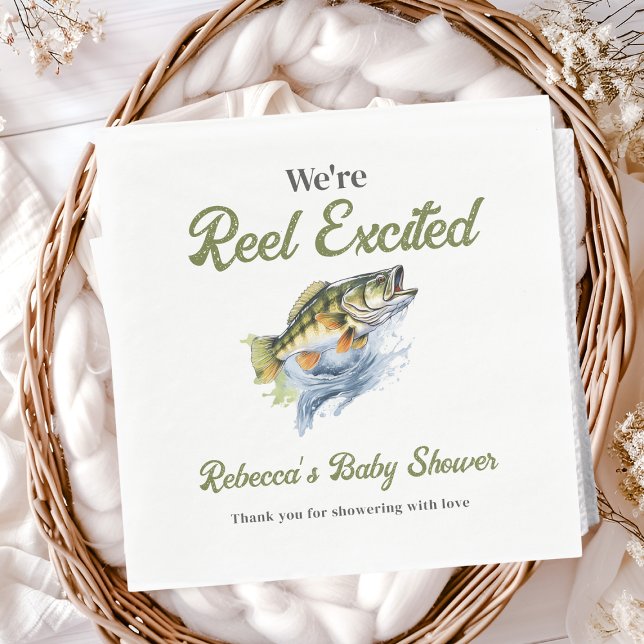 Reel Excited Big Fish Fisherman Baby Shower Napkins (Creator Uploaded)