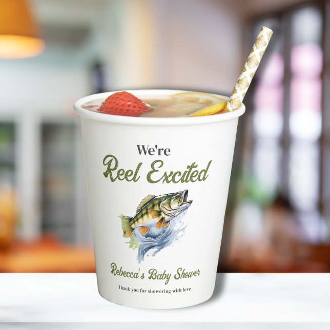 Reel Excited Big Fish Fisherman Baby Shower Paper Cups (Creator Uploaded)