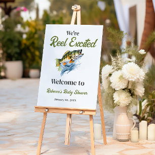 Reel Excited Fish Fisherman Baby Shower Welcome Foam Board