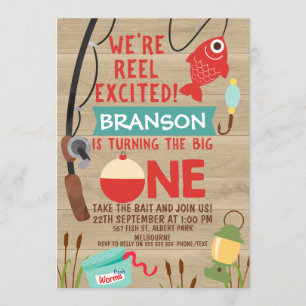 Reel Excited Fishing 1st Birthday Invitation