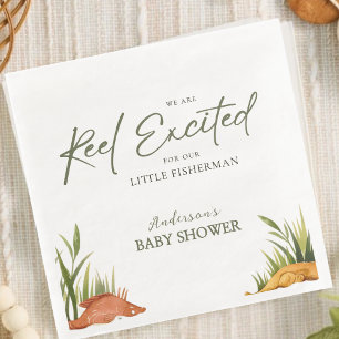 Reel Excited Fishing Baby Boy Little Fisherman Paper Dinner Napkins