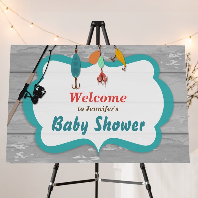 Reel Excited Fishing Baby Shower Welcome Sign (In Situ (Stand))