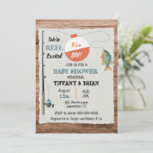 Reel Excited Fishing Boy Baby Shower Invitation (Standing Front)
