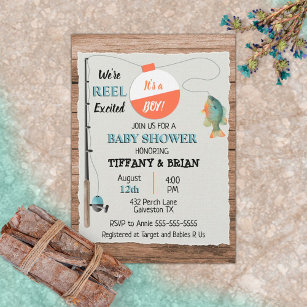 Reel Excited Fishing Boy Baby Shower Invitation