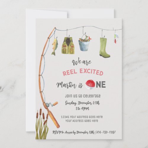 Reel Excited Fishing First Birthday Invitation