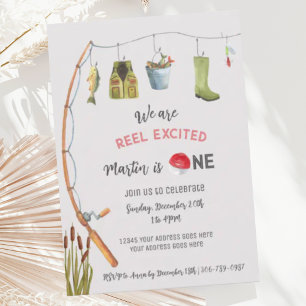 Reel Excited Fishing First Birthday Invitation