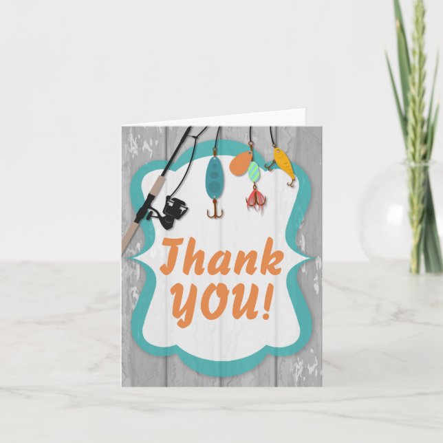 Reel Excited Fishing Matching Party Thank You Card (Front)