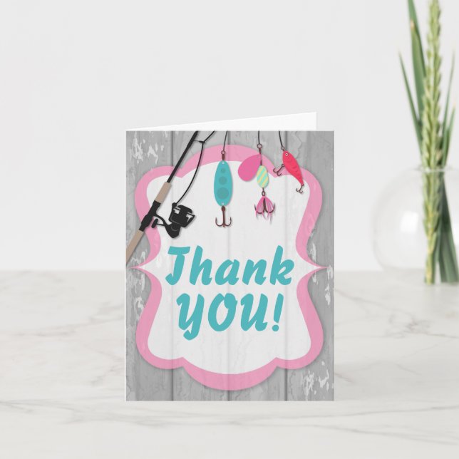 Reel Excited Fishing Matching Party Thank You Card (Front)