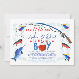 Reel Excited Fishing Themed Baby Shower Invitation