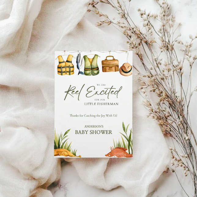 Reel Excited Little Fisherman Baby Shower  Thank You Card (Creator Uploaded)