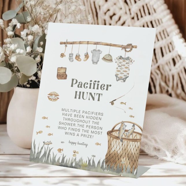Reel Fun Fishing Pacifier Hunt Baby Shower Sign (Creator Uploaded)