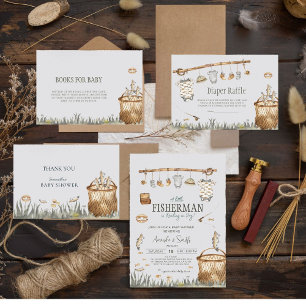 Reel Fun Fishing Watercolor Baby Shower Thank You Card