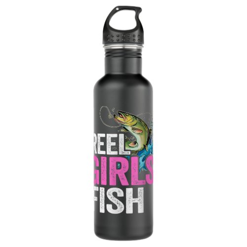 Reel Girls Fish Bass Fishing Funny Fisherwoman Mom Stainless Steel Water Bottle