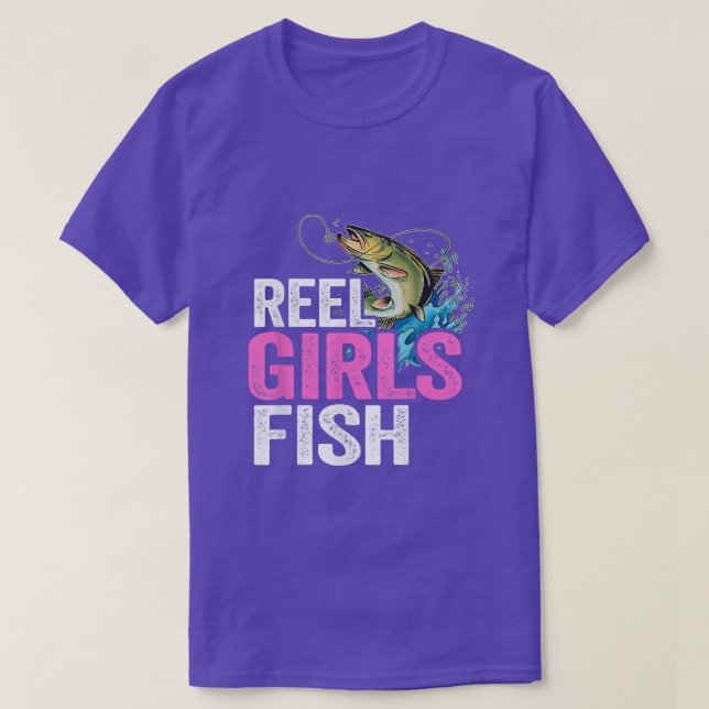 Reel Girls Fish Bass Fishing Funny Fisherwoman Mom T-Shirt (Design Front)