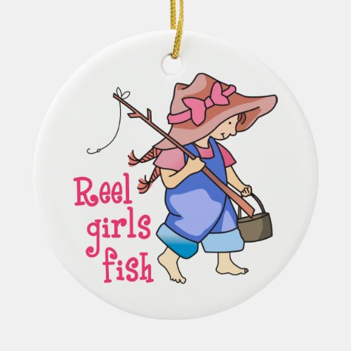 Reel Girls Fish Ceramic Ornament
