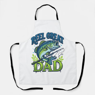 Reel Great Dad Bass Fishing Vintage Vector Design_ Apron
