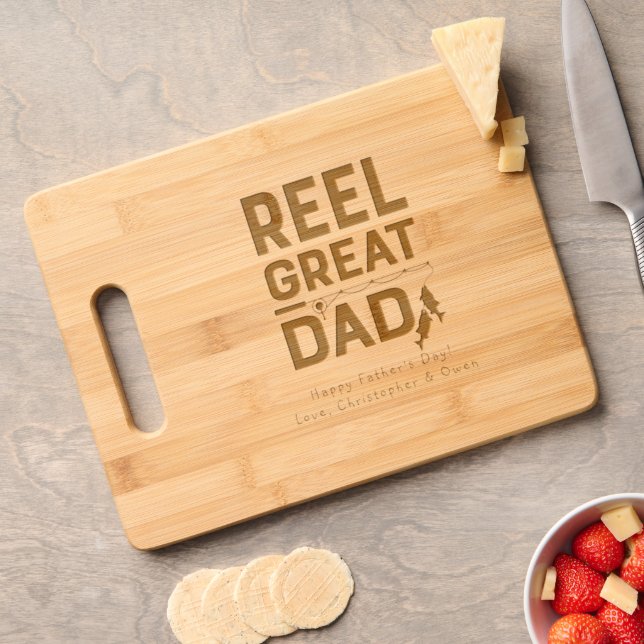 Reel Great Dad Father's Day Personalized Engraved Cutting Board (Cheese)