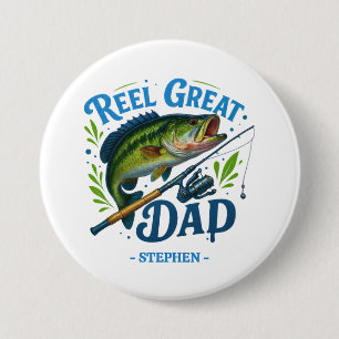 Reel Great Dad – Fishing Rod and Fish Button