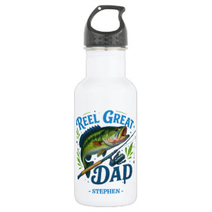 Reel Great Dad – Fishing Rod and Fish Stainless Steel Water Bottle
