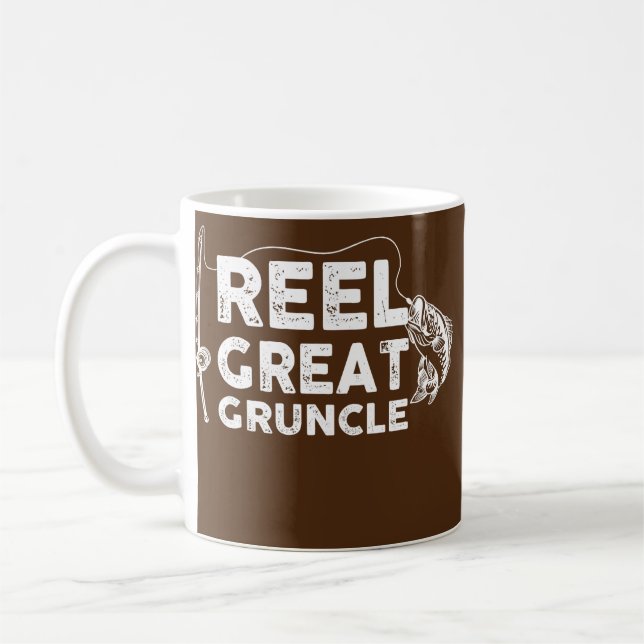 Reel Great Gruncle Fishing Daddy or Fisherman Coffee Mug (Left)