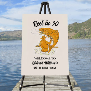 Reel in 50 Fishing Vintage Men's 50th Birthday Foam Board