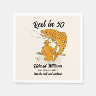 Reel in 50 Fishing Vintage Men's 50th Birthday Napkins