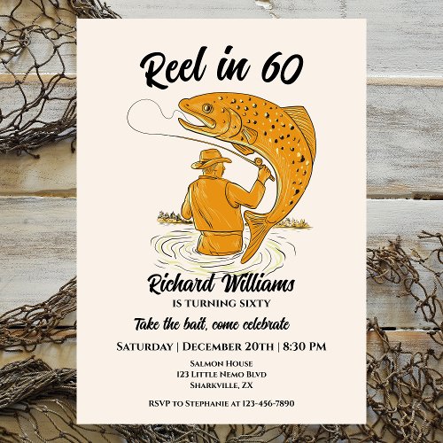 Reel in 60 Fishing Vintage Men's 60th Birthday