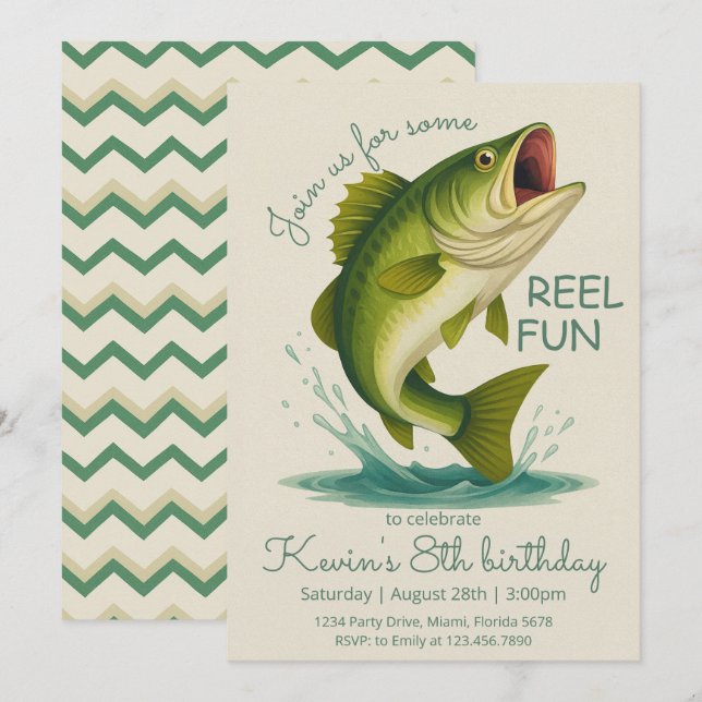 Reel in the Fun Fishing Birthday Invitation (Front/Back)