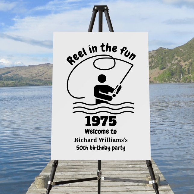 Reel in the Fun Modern Fisherman 50th Birthday Foam Board (Creator Uploaded)
