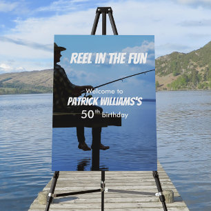 Reel in the Fun Sunset Fisherman 50th Birthday Foam Board